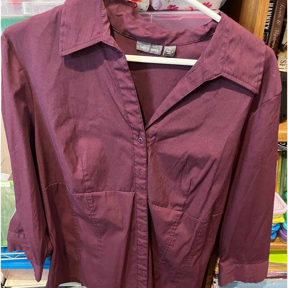 Wine/purple/burgundy long sleeved button-down shirt